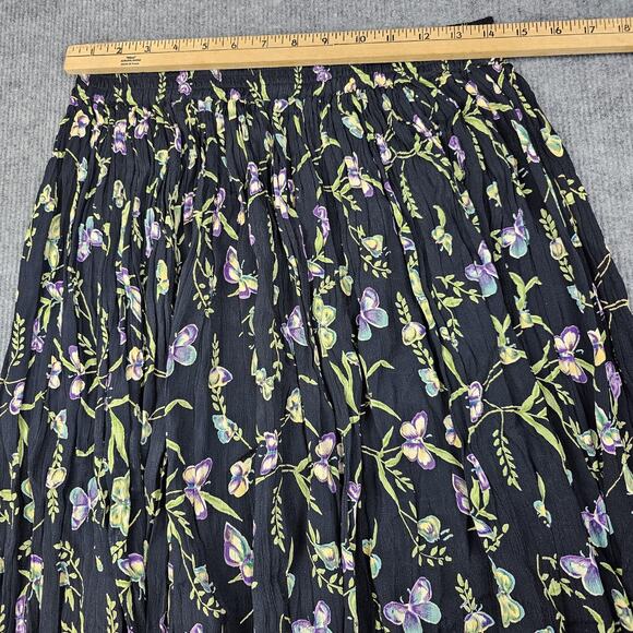 Vintage Indira Skirt Womens Medium Black Floral Butterfly Maxi Boho 90s Cottage - Picture 4 of 6